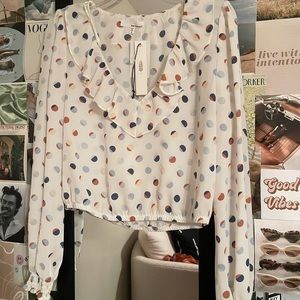 NEW Women’s June & Hudson Ruffle Polka Dot Blouse